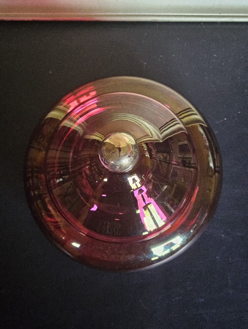 Vintage Blown Cranberry Glass Candy Dish with Circus-Tent Style Lid - Picture 4 of 9
